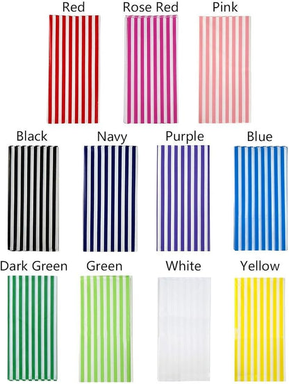 Vpang 2 Pcs Striped Plastic Print Tablecloths Disposable Table Cover Thickened Rectangle Tablecover, Kitchen Picnic Wedding Birthday Party Table Covers, 54"x108" (Black Stripe)