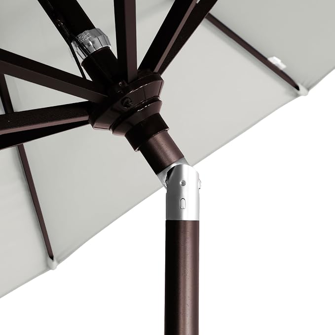 California Umbrella 12-Year-Non-Fading, 9Ft Premium Sunbrella Patio Umbrella, Hand-Crank, Button-Tilt, Bronze Frame, Granite Fabric