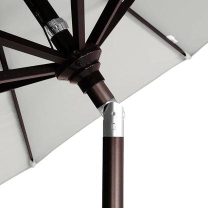 California Umbrella 12-Year-Non-Fading, 9Ft Premium Sunbrella Patio Umbrella, Hand-Crank, Button-Tilt, Bronze Frame, Granite Fabric