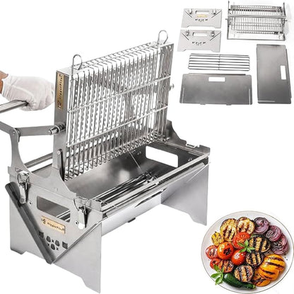 Portable 360°Rotating Charcoal Grill,Portable BBQ with Removable Tray & Adjustable Steel Frame, 3-Position Height Adjustment,Easy to Disassemble,Easy to Transport