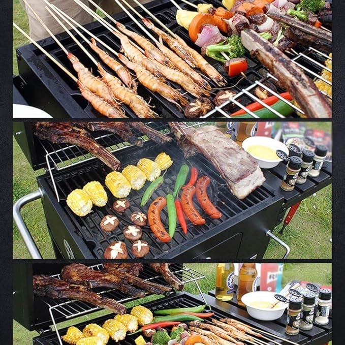 Barbecue Grill Portable Household Coarse Charcoal Barbecue, Foldable Picnic Shelf in The Field is Stable and Durable, 108X51X61cm