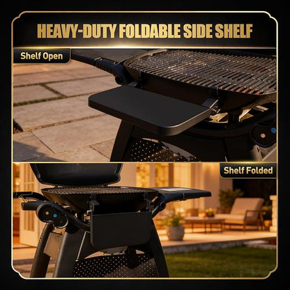 QuliMetal Front Shelf for Weber Q2800, Folding Front Grill Table Accessory, Foldable BBQ Prep Shelf with Extra Space for Food Prep, Tools, Trays and Storage, 13.8" x 9.1"