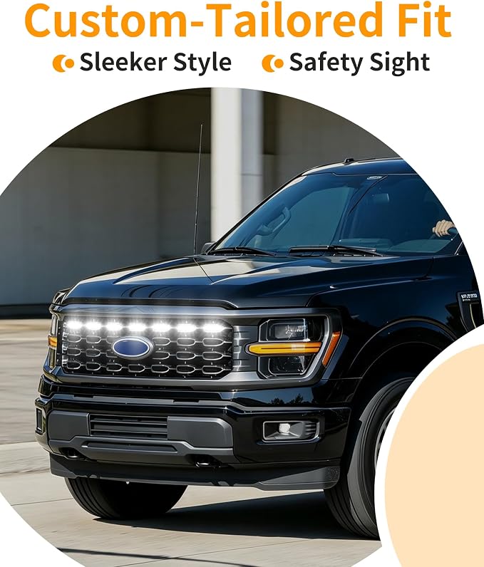 LED Grill Lights for Ford F150 2024-2026 Accessories STX Only, White | Direct-Snap F150 Front Grille Marker Lights, OEM-Style Fit, IP68 Waterproof, Raptor-Style Front-End Upgrade, Off-Road Ready
