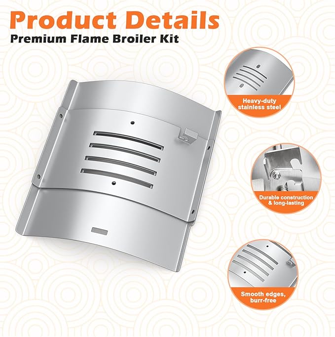 Flame Broiler Kit for Pit Boss Pro Series II Tabletop Portable 150 Pellet Grills Heat Deflector Plate and Slide Cover Replacement Parts for Mahogany 150PPS, Replace Pitboss 31971