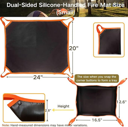 Fire Pit Mat with Handle, Fireproof Under Grill Mat & Heat Resistant Pad for Solo Stove/Camping/Patio/Lawn, Waterproof & Non-Slip