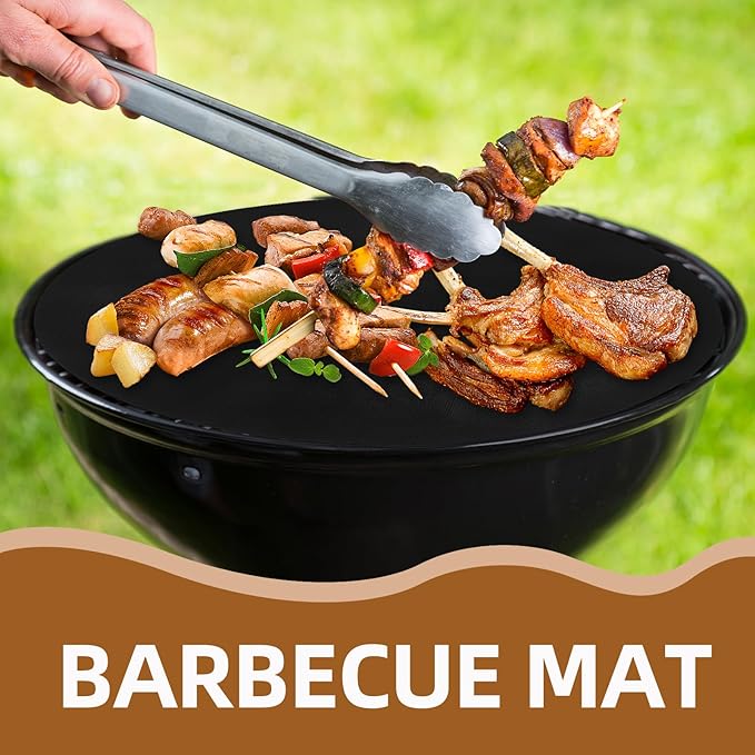 Hemoton 2-Pack Round Silicone Bbq Grill Mats 15.74In Nonstick Reusable Cooking Pads for Outdoor Gas Charcoal Electric Grills Heat Resistant Grill Mat