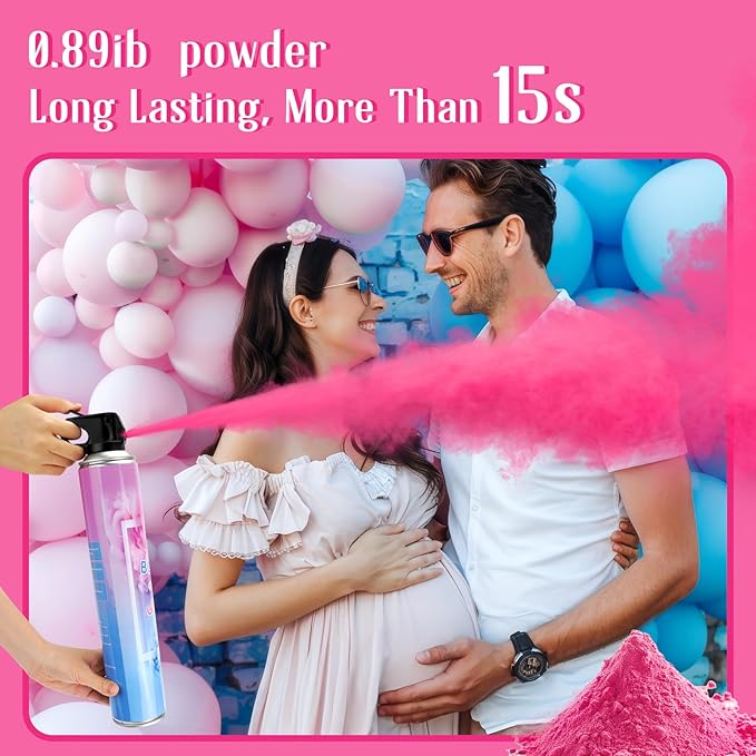 QIYVLOS Gender Reveal Fire Extinguisher 2 Packs, Gender Reveal Smoker Bomb, Baby Girl Reveal Party Ideas for Gender Reveal Decorations (Extra Large, Pink)