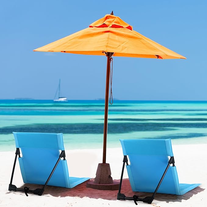 Karenhi 1 Pcs Foldable Poolside Beach Chairs for Edge of Pool Portable Beach Chairs Folding Pool Seats with Back Support Carry Bag for Adults Traveling Camping Picnic Lawn (Light Blue)
