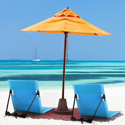 Karenhi 2 Pcs Foldable Poolside Beach Chairs for Edge of Pool Portable Beach Chairs Folding Pool Seats with Back Support Carry Bag for Adults Traveling Camping Picnic Lawn (Light Blue)