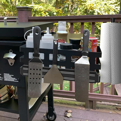 Griddle Caddy for Blackstone Griddles Accessories, Space Saving Grill Accessories Storage Caddy, BBQ Accessories Holder for Blackstone 28”-36” Grill with a Magnetic Tool Holder Paper Towel Holder