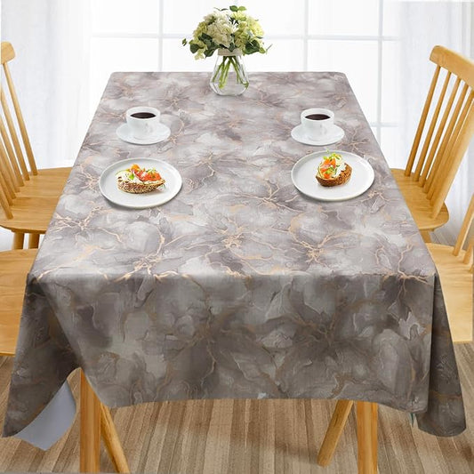 AIRCOWRIE Waterproof Vinyl Tablecloths, Heavy Duty Oil Spill Proof Plastic Table Cloth with Soft-Touch Finish, Wipe Clean PVC Table Cover for Indoor and Outdoor Use (Brown Floral, 54”×108”, Rectangle)