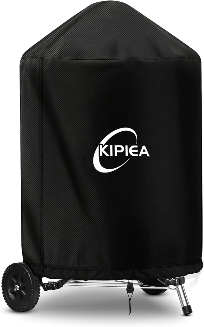 Kipiea 600D Grill Cover for Weber 18 Inch Charcoal Kettle, Heavy-Duty Oxford BBQ Grill Covers with 3 Buckles, Waterproof, Wind Resistant, Anti UV, No Tears (21.7" W X 21.7" D X 32" H)