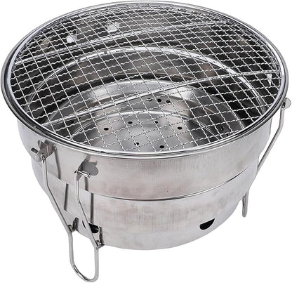 Keenso Portable Charcoal Grill, Stainless Steel, Foldable Design, Ideal for Camping and Backyard Cookouts (CW305 28 BBQ Grill)