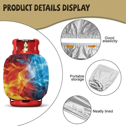 Fire Camper Propane Tank Cover Outdoor 600D Heavy Duty Waterproof Covers Fits Standard 20 lb Cylinder, 13.7'' x 16.5'' for Rv Trailer, 2 Pack