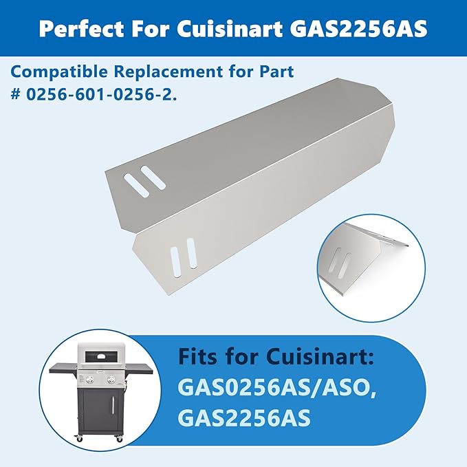 SafBbcue Heat Plates Replacement for Cuisinart GAS0256AS/ASO, GAS2256AS Grill, Flame Tamer for Cuisinart Gas Grill, Stainless Steel Heat Shield, 2 Pack(0256-601-0256-2)