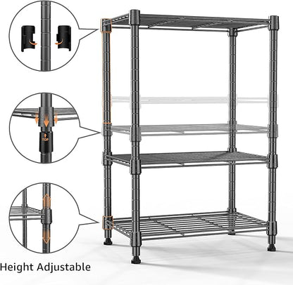 M MZG 450 lbs Steel Storage Shelving 3-Tier Utility Shelving Unit Steel Organizer Wire Rack for Home,Kitchen,Office (11.8" D x 17.7" W x 26.3" H) (Pack of 2)
