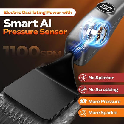 Bristle-Free Electric Grill Brush, Fire-Resistant BBQ Grill Brush, Reciprocating Grill Brush for Outdoor Grill, Grill Cleaner with 3 Heads, Cordless Grill Cleaning Brush with 3600 mAn, Silver
