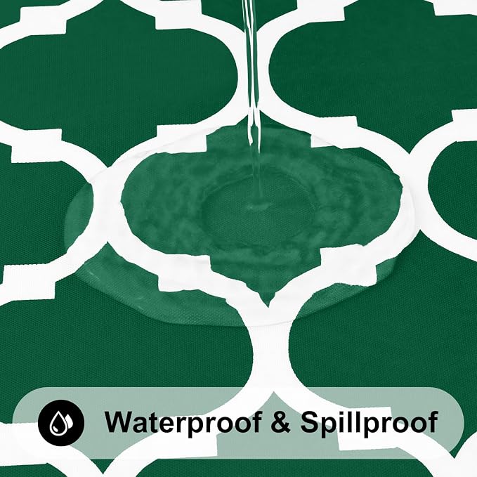 Smiry Rectangle Table Cloth, Waterproof Vinyl Tablecloth with Flannel Backing for Rectangle Tables, Wipeable Spillproof Plastic Tablecloths for Dining, Indoor and Outdoor (52"x70", Emerald Green)