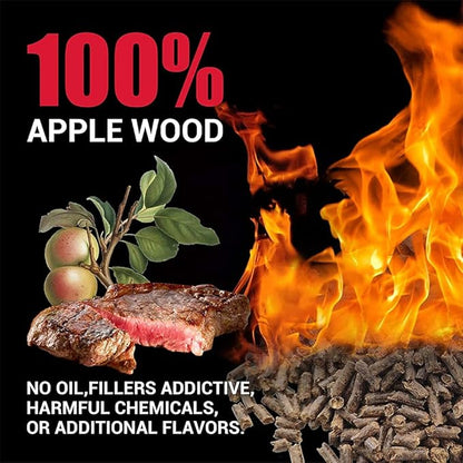ASMOKE 100% Nature Apple Wood Pellets for Smoker Grill, 20lb Resealable Bag, Smoker Pellets for Juicy Meat, Low Moisture Grill Pellets for BBQ, Pizza
