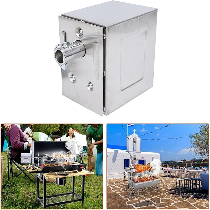 Rotisserie Motor 45W Heavy Duty Universal Replacement Spit Motor, Stainless Steel Electric Grill Motor for Pig Goat Chicken Roaster, Ideal for Outdoor BBQ (US Plug 100‑240V)