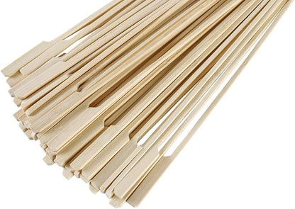Gmark 100 Count Bamboo Paddle Skewers, 9 Inch Natural Flat Wooden BBQ Picks, Biodegradable Kabob Sticks for Grilling, Appetizers, Fruit, Meat & Shish Kebabs GM1077