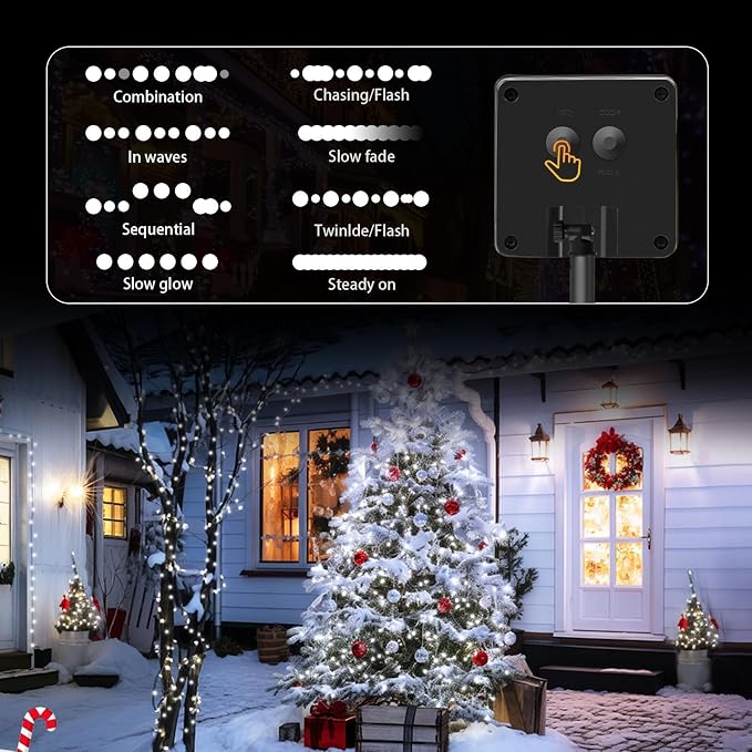 SyouHome Solar String Lights Outdoor, 6 Pack 600 LED Solar Christmas Lights | 236FT, 8 Modes, Auto ON/OFF, Memory Function, White Waterproof Outdoor Light for Garden, Patio, Balcony, Christmas Decor