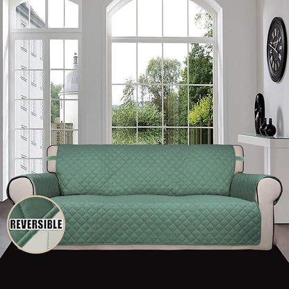 Easy-Going Reversible Oversized Couch Cover for 3 Cushion Couch Sofa Cover for Dogs Water Resistant Furniture Protector Cover with Foam Sticks for Pet Cat (Oversized Sofa, Cyan/Ivory) | Machine Washable Slipcover For Dogs, Water Resistant Furniture Mat...