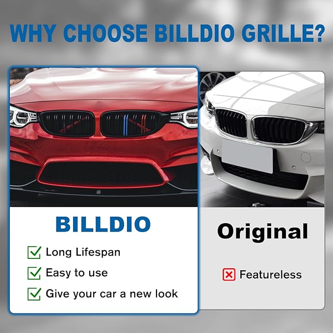 F32 Grille - Front Kidney Color Grill Compatible with BMW 4 Series F32/F33/F36 2014-2020 428i 430i 435i 440i, 2015-2019 F82 F83 M4, 3 Series F80 M3,Double Slats 2Pcs