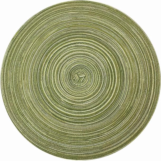 Red-A, Placemats, Round Placemats for Dining Table Set of 8 Woven Heat Resistant Non-Slip Kitchen Table Mats Diameter 14 Inch(Green)