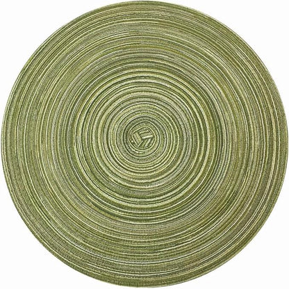 Red-A, Placemats, Round Placemats for Dining Table Set of 8 Woven Heat Resistant Non-Slip Kitchen Table Mats Diameter 14 Inch(Green)