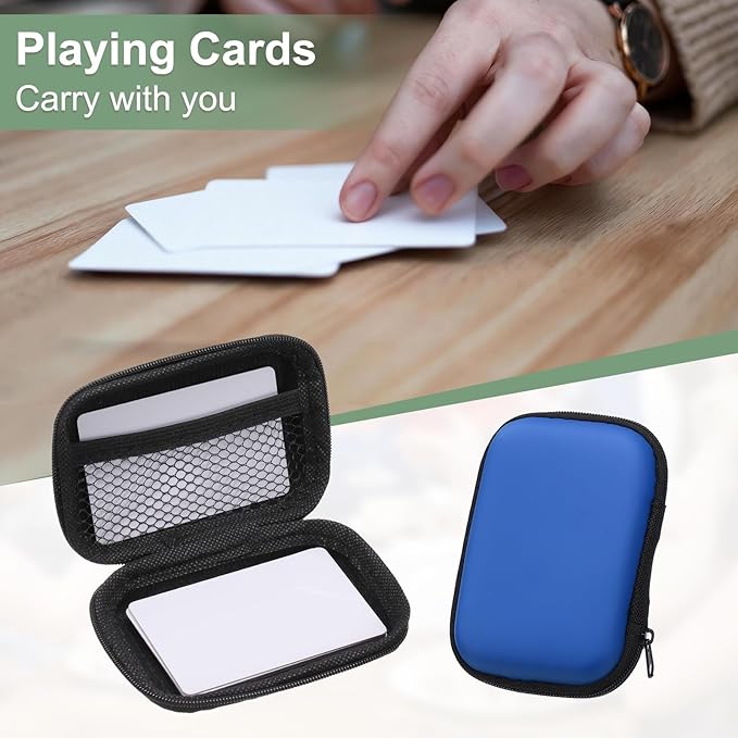 2Pcs Card Game Case, Soft Cloth Playing Waterproof Card Storage Travel Game Case Compatible for Outdoor Gaming Camping, Dark Blue
