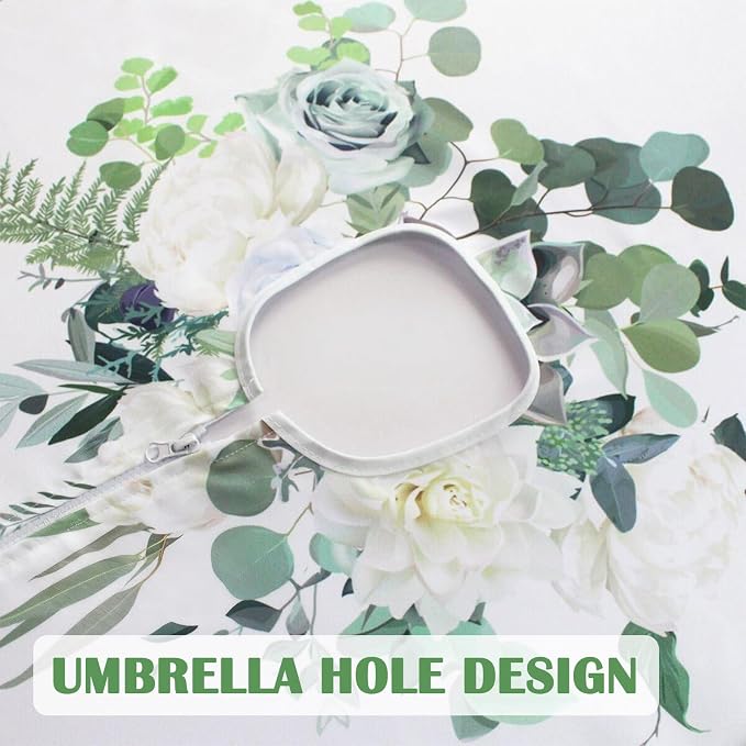 Honellaty Outdoor Tablecloth with Umbrella Hole and Zipper, 52 x 70 Inch | Easy-Install Rectangular Patio Table Cover, Spill-Resistant Washable Polyester for Outdoor Dining and Garden Parties