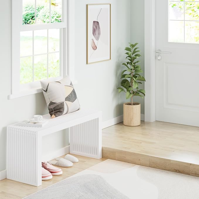 APRTAT Bamboo Dining Bench 35-Inch Indoor Wood Shoe Rack Bench for Entryway | Easy Assemble, Sturdy & Durable,Slatted Design,Versatile Everyday Seating,Living Room Hallway Bedroom Bathroom