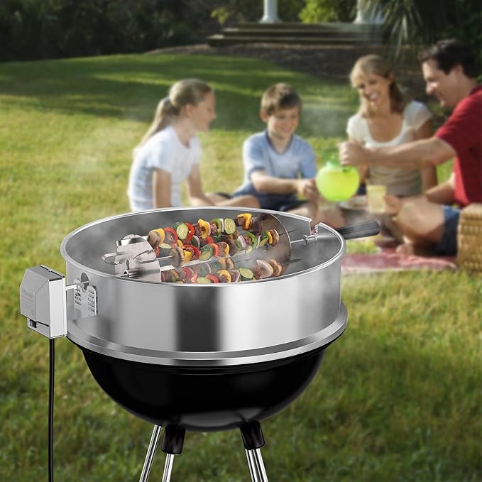 TURBRO Universal Grill Rotisserie Skewer Set, 304 Stainless Steel, Fits 1/2” or 3/8" Hexagon, 3/8" or 5/16" Square Spit Rods, Compatible with Most Grills, for Outdoor BBQ and Gatherings