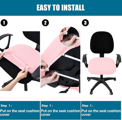 Smiry Office Computer Chair Seat Covers for Desk, Anti-dust Protector | Stretch Jacquard Removable Washable Desk Chair Seat Cushion Protectors, Blush Pink