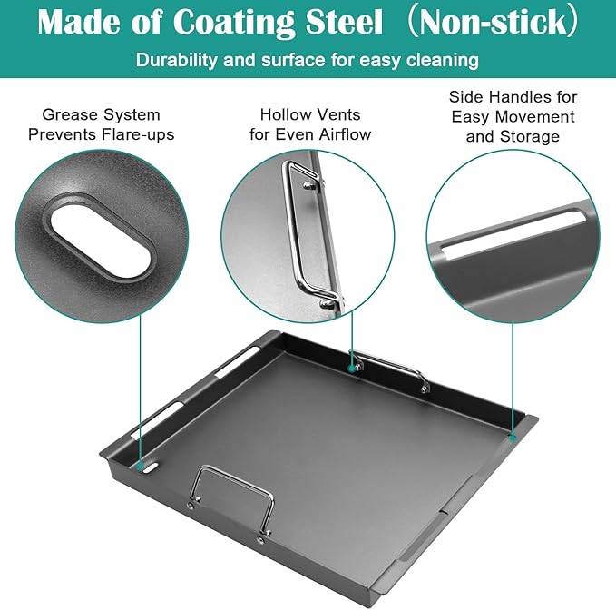 Cooking Griddle Inserts & Grate for Weber Genesis II 300 Series Grill, Flat Top Grill Griddle for Weber Genesis II E-310/315/325/330/335 S-310/335 and More, Replace for 6788 Full-Size Griddle