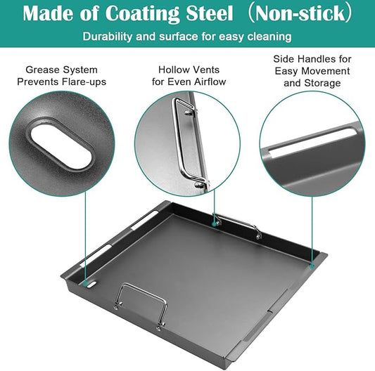 Cooking Griddle Inserts & Grate for Weber Genesis II 300 Series Grill, Flat Top Grill Griddle for Weber Genesis II E-310/315/325/330/335 S-310/335 and More, Replace for 6788 Full-Size Griddle
