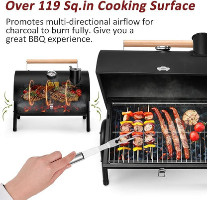 Portable Charcoal Grill Set of 12, Leonyo Tabletop Charcoal Grills, Compact Small BBQ Grill with Griddle Accessories for Outdoor Camping, Patio, Backyard, Beach, RV Traveling