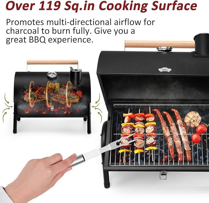 Portable Grill Charcoal with Charcoal Chimney Starter, Leonyo Small BBQ Charcoal Grill for Tabletop and BBQ Chimney Starter, Perfect for Charcoal Grill and BBQ, Sturdy and Easy to Use BBQ Grill Tool
