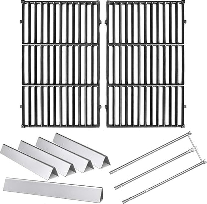 Hongso 19.5 Inch Grill Grates, 24.5 Inch Flavorizer Bars, 34-1/4" Burner Tube Set Kit, Replacement Parts for Weber Genesis 300 Series E310 E320 EP310 S310 S320 Gas Grill (with Side Control Panel Only)