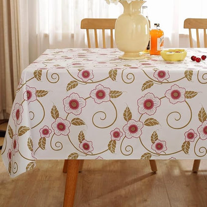 Spring Summer Vinyl Tablecloth with Flannel Backing Rectangle 60 x 102 Inch | Wipeable & Non Slip Durable Plastic Table Cloth, Heavy Weight Table Cover for Camping, Party, Picnic, Outdoor