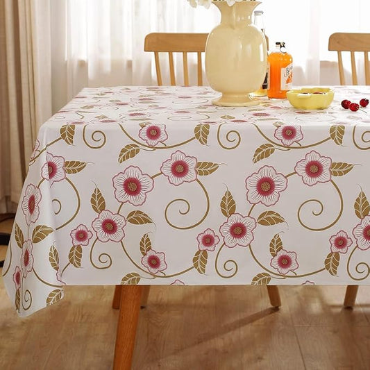 Spring Summer Vinyl Tablecloth with Flannel Backing Rectangle 60 x 102 Inch | Wipeable & Non Slip Durable Plastic Table Cloth, Heavy Weight Table Cover for Camping, Party, Picnic, Outdoor
