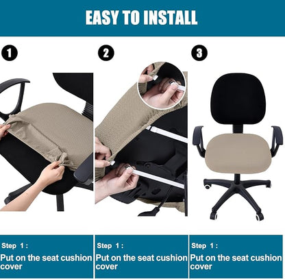 Smiry Office Computer Chair Seat Covers for Desk, Anti-dust Protector | Stretch Jacquard Removable Washable Desk Chair Seat Cushion Protectors, Taupe