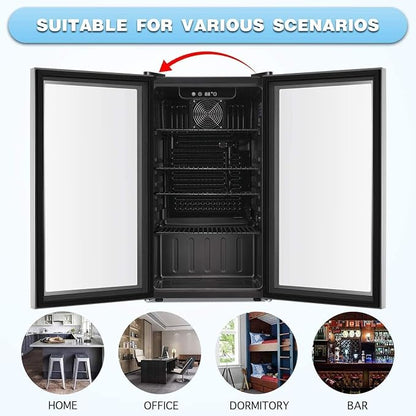 Antarctic Star Beverage Refrigerator Cooler -120 Can Glass Door Mini Fridge, for Soda Cola Beer or Wine Cooler Small Drink Dispenser Clear Front Door for Home, Bar 3.2cu.ft