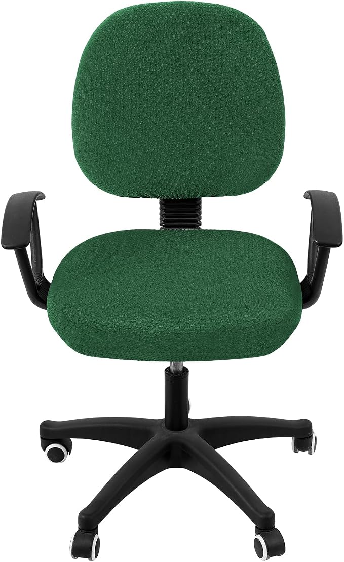 Smiry Office Computer Chair Covers for Desk Rotating Chair Protector | Stretch Jacquard Removable Washable Universal Slipcovers, Seat + Backrest Cover, Emerald Green