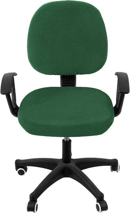 Smiry Office Computer Chair Covers for Desk Rotating Chair Protector | Stretch Jacquard Removable Washable Universal Slipcovers, Seat + Backrest Cover, Emerald Green
