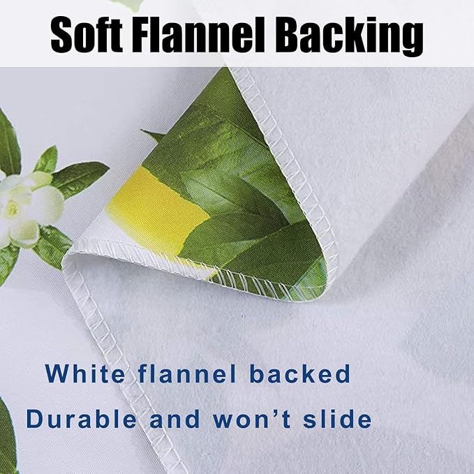 LIBERECOO Vinyl Tablecloth with Flannel Backing, 60 x 102 Lemon Stain-Resistant Rectangle PVC Flannel Backed Table Cover Waterproof Wipeable for Indoor and Outdoor