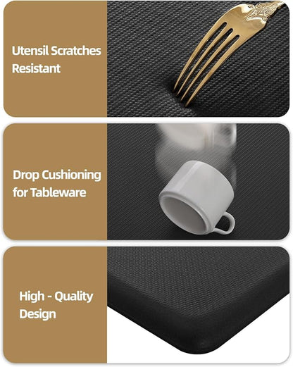 Color&Geometry 0.71" Extra Thick Anti Fatigue Cushion Kitchen Floor Mat,Easy Clean, Water & Oil Proof, Non Slip, Foam Padded Runner Rug for Front Sink,20"x 47" Black (2.0 Version)
