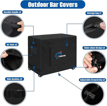 SIRUITON Outdoor Bar Cart Cover 600D Oxford,Waterproof,for 40" Table | Heavy duty, UV-resistant, tear-resistant, windproof, dustproof, fits BBQ & worktable, all-weather protection