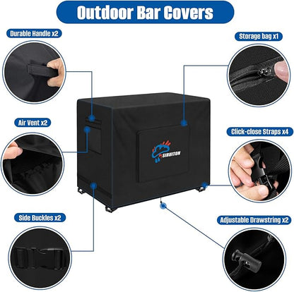 SIRUITON Outdoor Bar Cart Cover for 60 Inch Portable Outdoor Table, Heavy Duty 600D Oxford Fabric Outdoor Waterproof BBQ/Worktable Metal Movable Table Cover